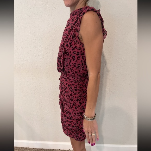 All Saints Pink Leopard Assymetrical Ruffle Dress US 4 - Picture 5 of 13